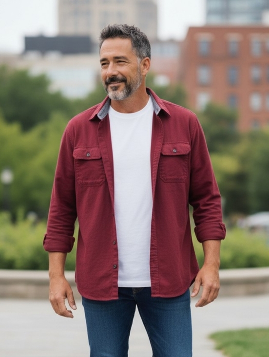 Wrangler Other - Wrangler Men's Burgundy Button-Up Shirt Jacket